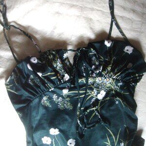 MARTHEA Baby Doll Maxi Green Floral Slinky Stretch Bodycon Mermaid Dress